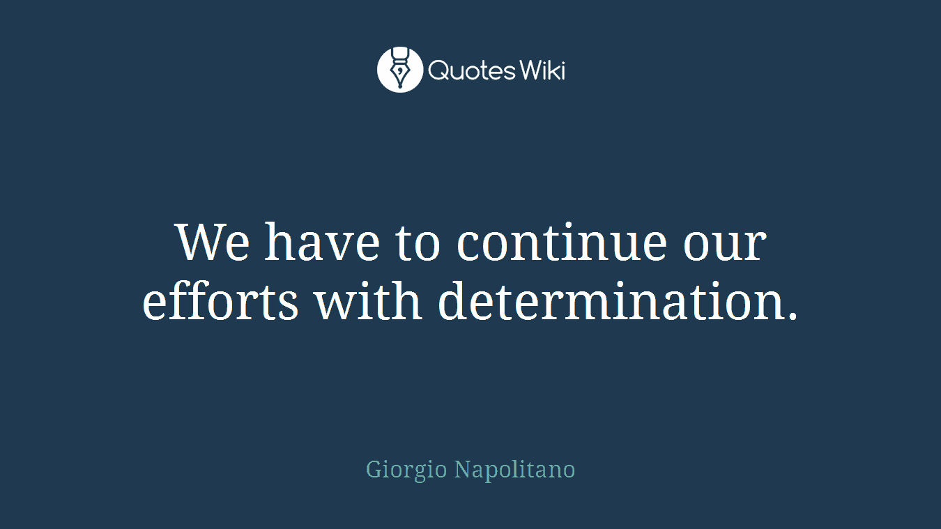 We have to continue our efforts with determination.