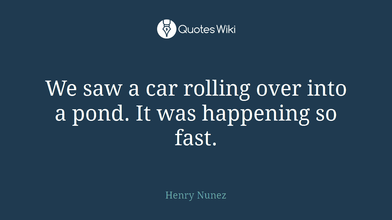 We saw a car rolling over into a pond. It was happening so fast.