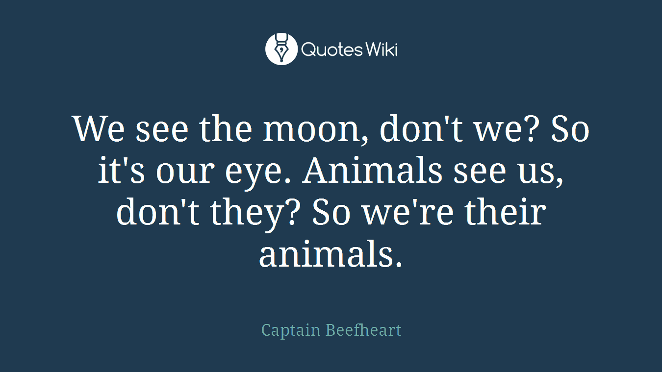 We see the moon, don't we? So it's our eye. Animals see us, don't they? So we're their animals.