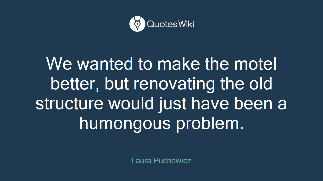 We wanted to make the motel better, but renovating the old structure would just have been a humongous problem.