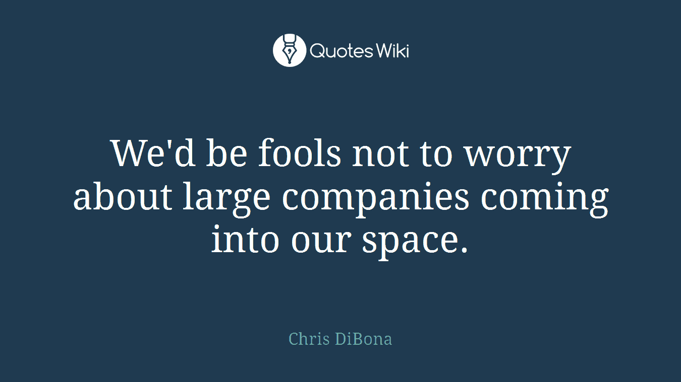 We'd be fools not to worry about large companies coming into our space.