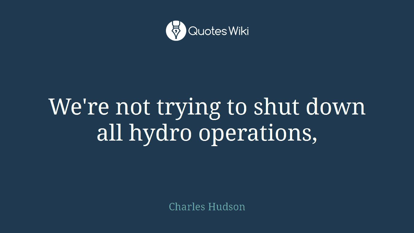 We're not trying to shut down all hydro operations,