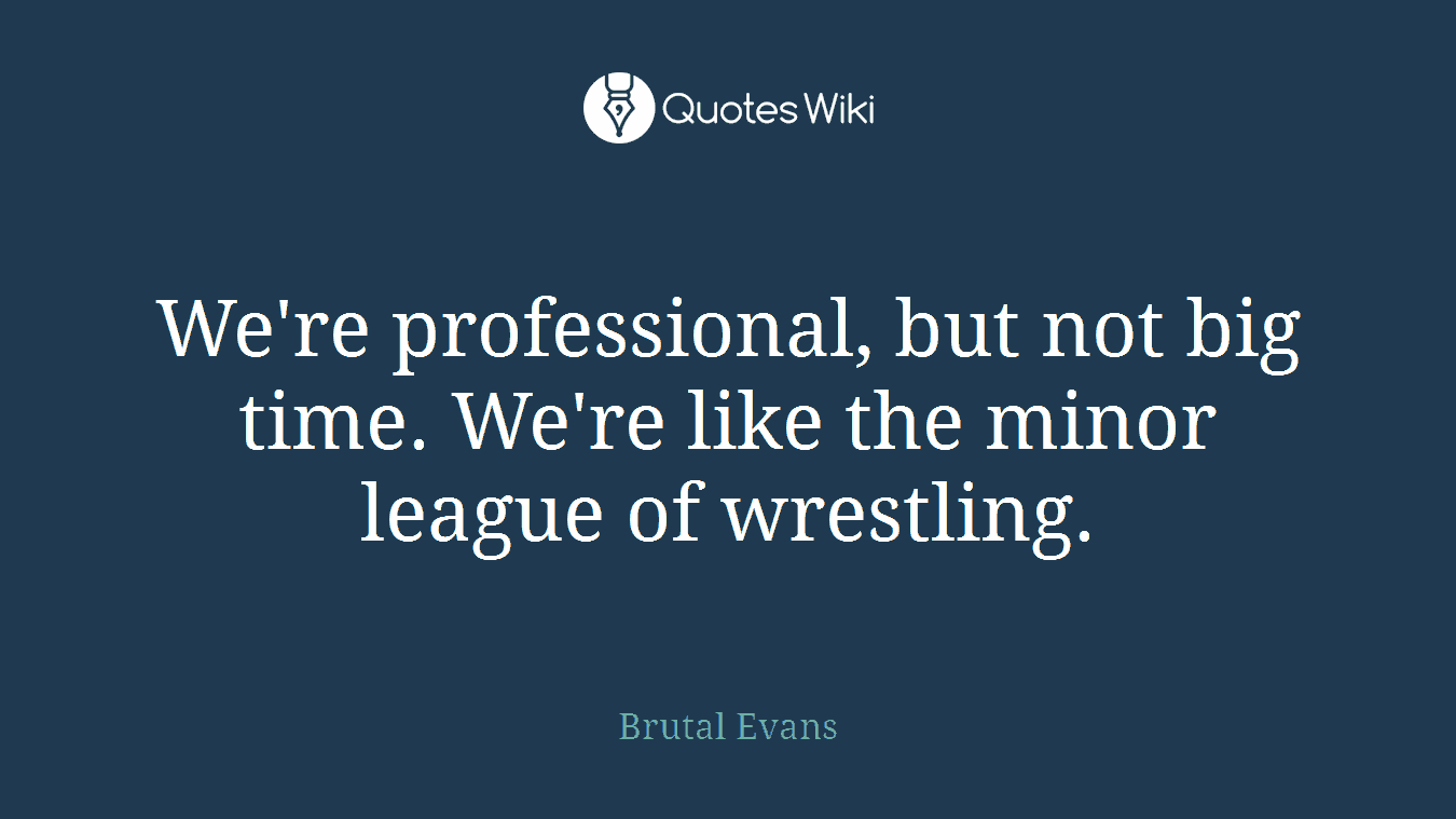 We're professional, but not big time. We're like the minor league of wrestling.
