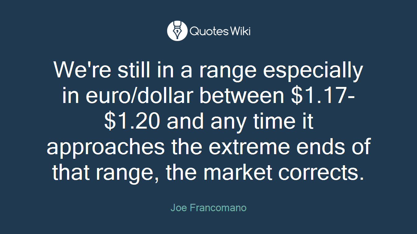 We're still in a range especially in euro/dollar between $1.17-$1.20 and any time it approaches the extreme ends of that range, the market corrects.