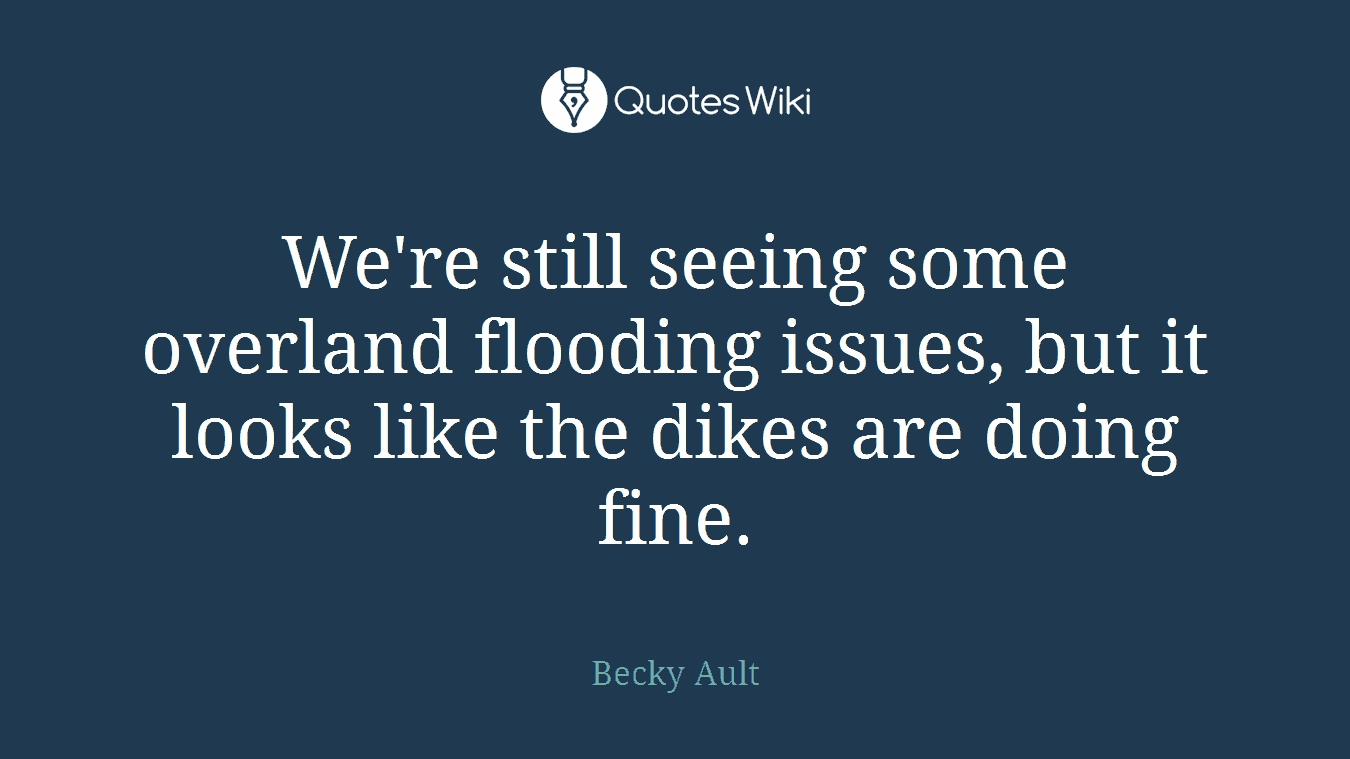 We're still seeing some overland flooding issues, but it looks like the dikes are doing fine.