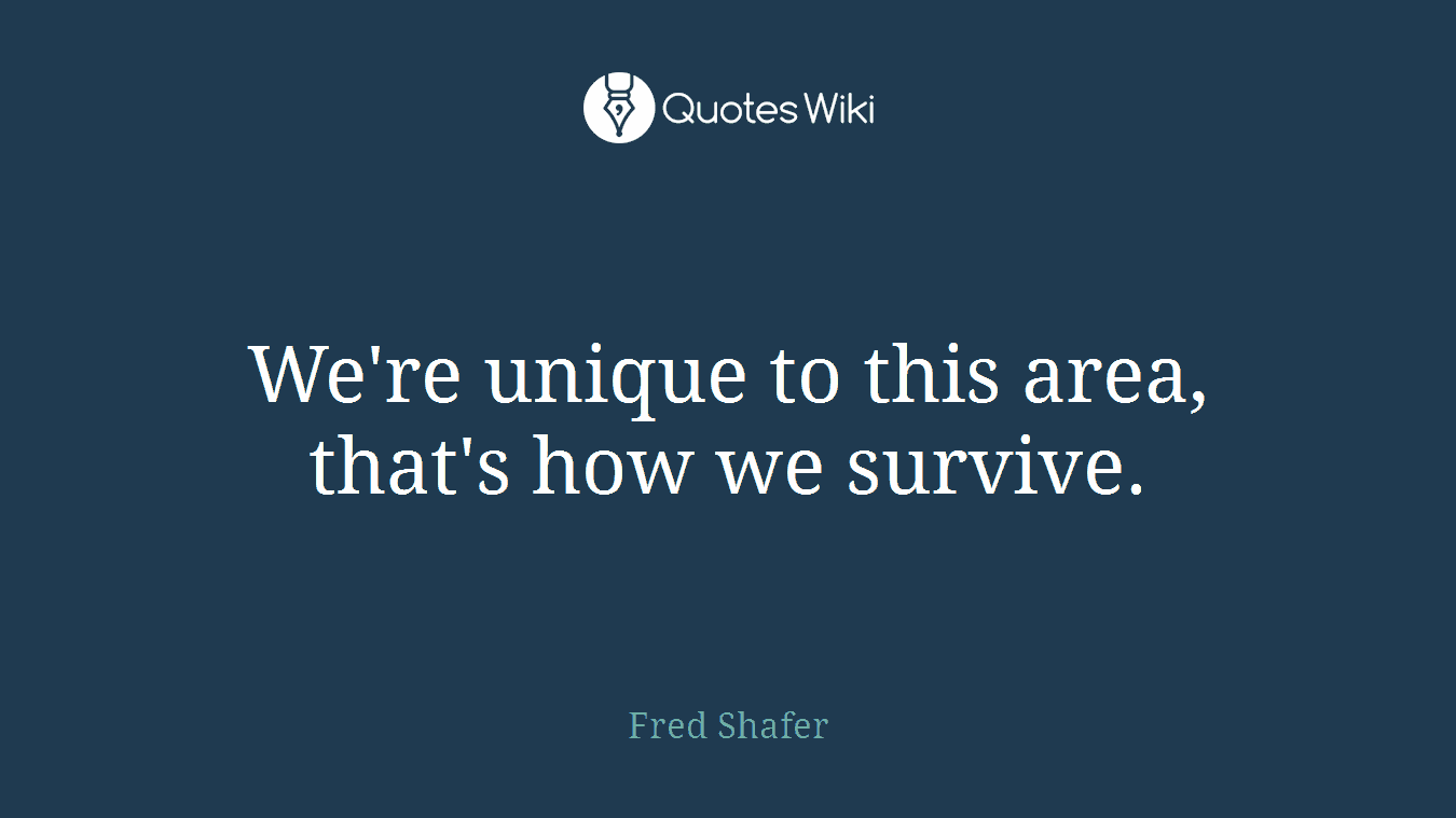 We're unique to this area, that's how we survive.