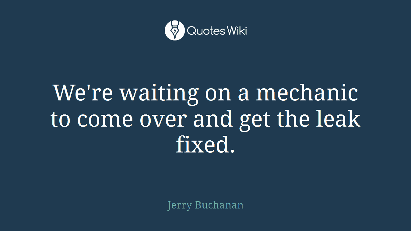 We're waiting on a mechanic to come over and get the leak fixed.
