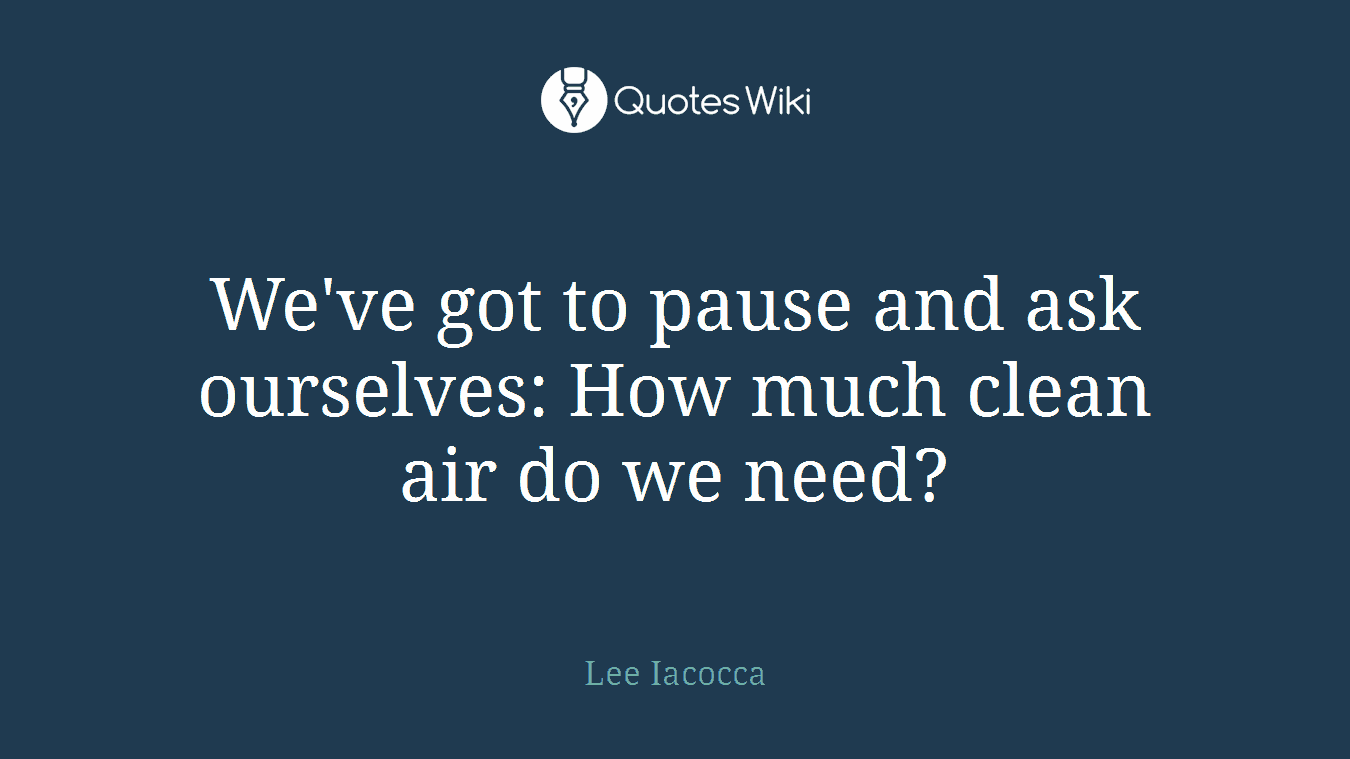 We've got to pause and ask ourselves: How much clean air do we need?