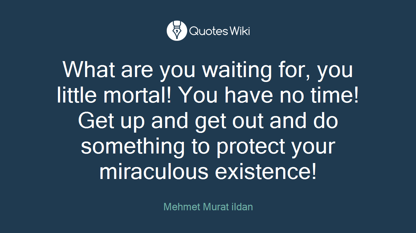 What are you waiting for, you little mortal! You have no time! Get up and get out and do something to protect your miraculous existence!