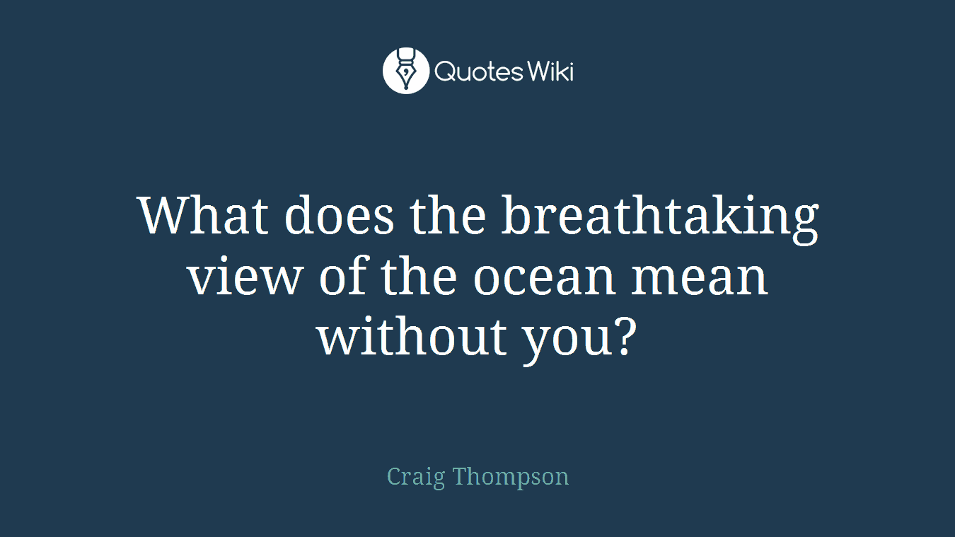 What does the breathtaking view of the ocean mean without you?