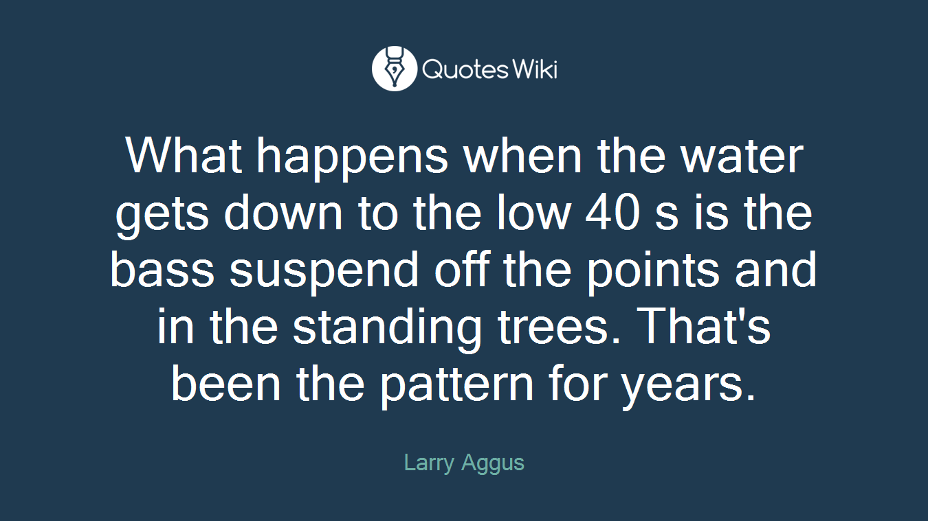 What happens when the water gets down to the low 40 s is the bass suspend off the points and in the standing trees. That's been the pattern for years.