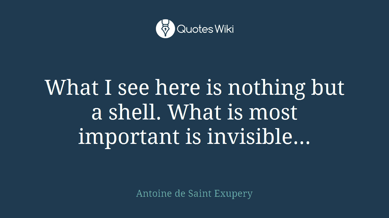 What I see here is nothing but a shell. What is most important is invisible...