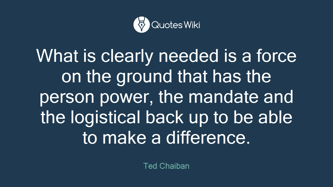 What is clearly needed is a force on the ground that has the person power, the mandate and the logistical back up to be able to make a difference.