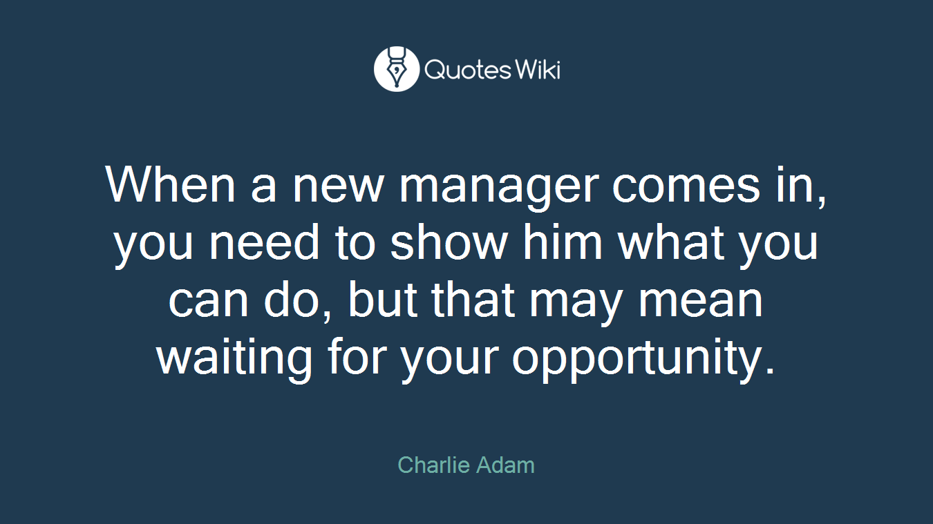 When a new manager comes in, you need to show him what you can do, but that may mean waiting for your opportunity.