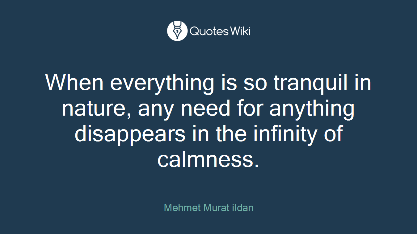 When everything is so tranquil in nature, any need for anything disappears in the infinity of calmness.
