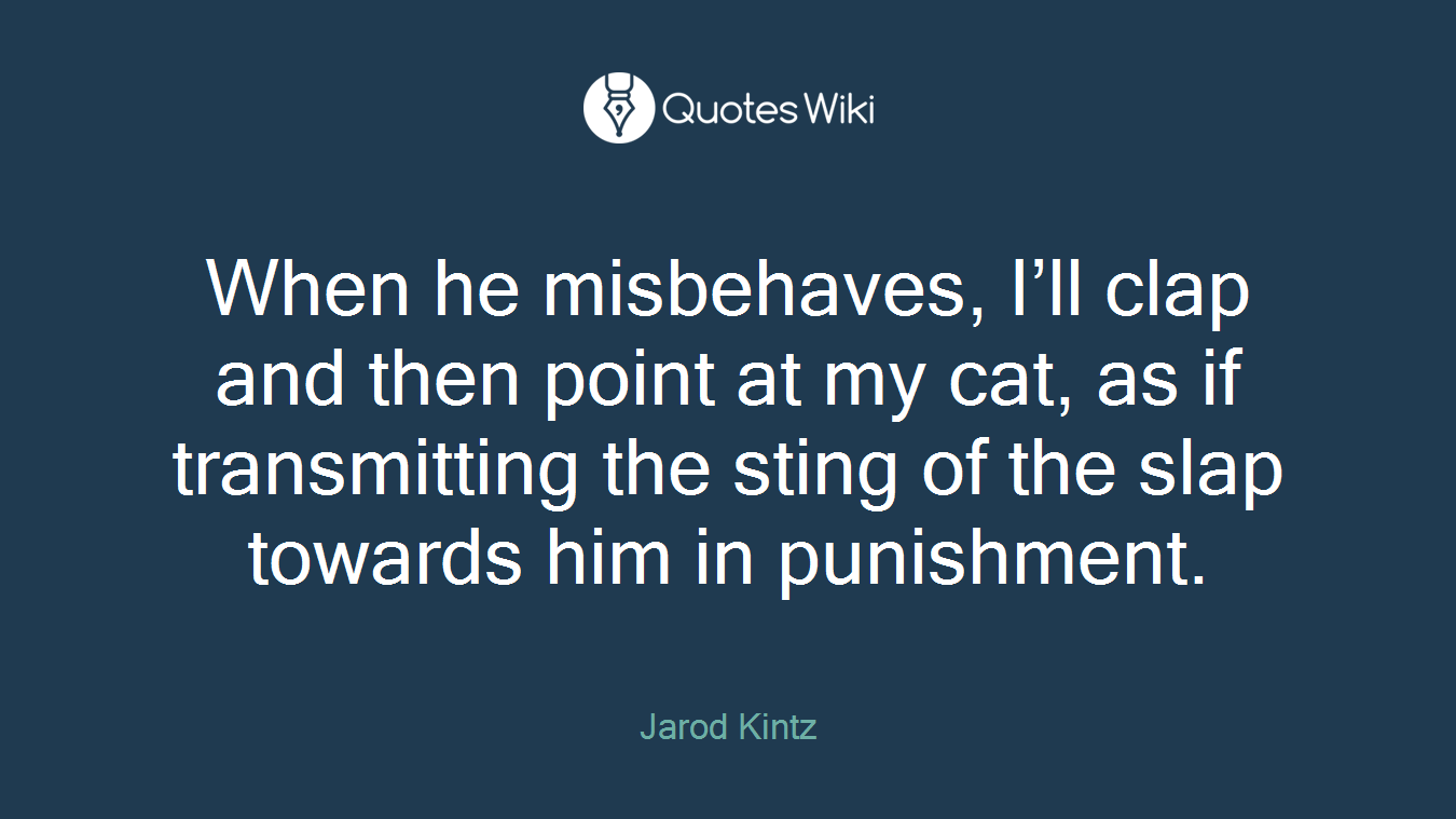 When he misbehaves, I’ll clap and then point at my cat, as if transmitting the sting of the slap towards him in punishment.