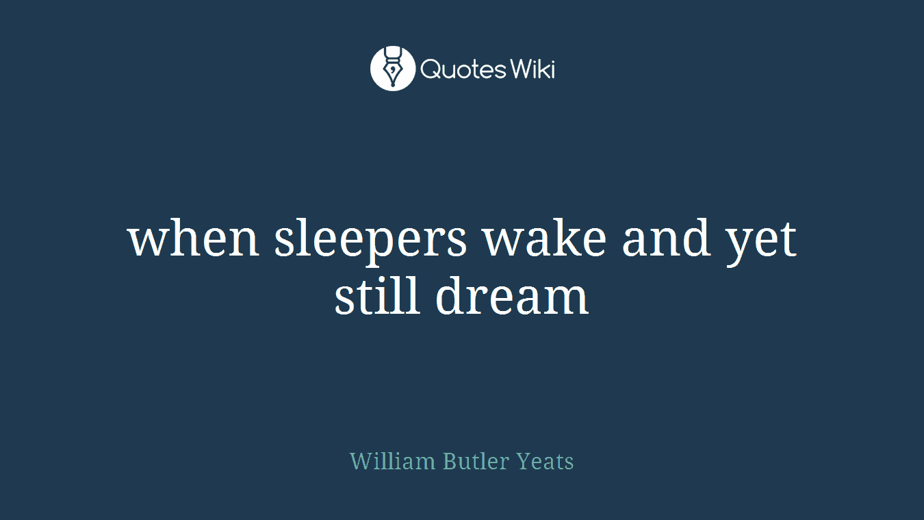 when sleepers wake and yet still dream