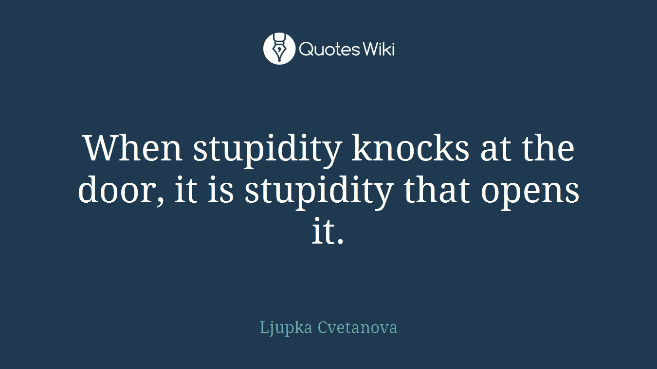 When stupidity knocks at the door, it is stupidity that opens it.