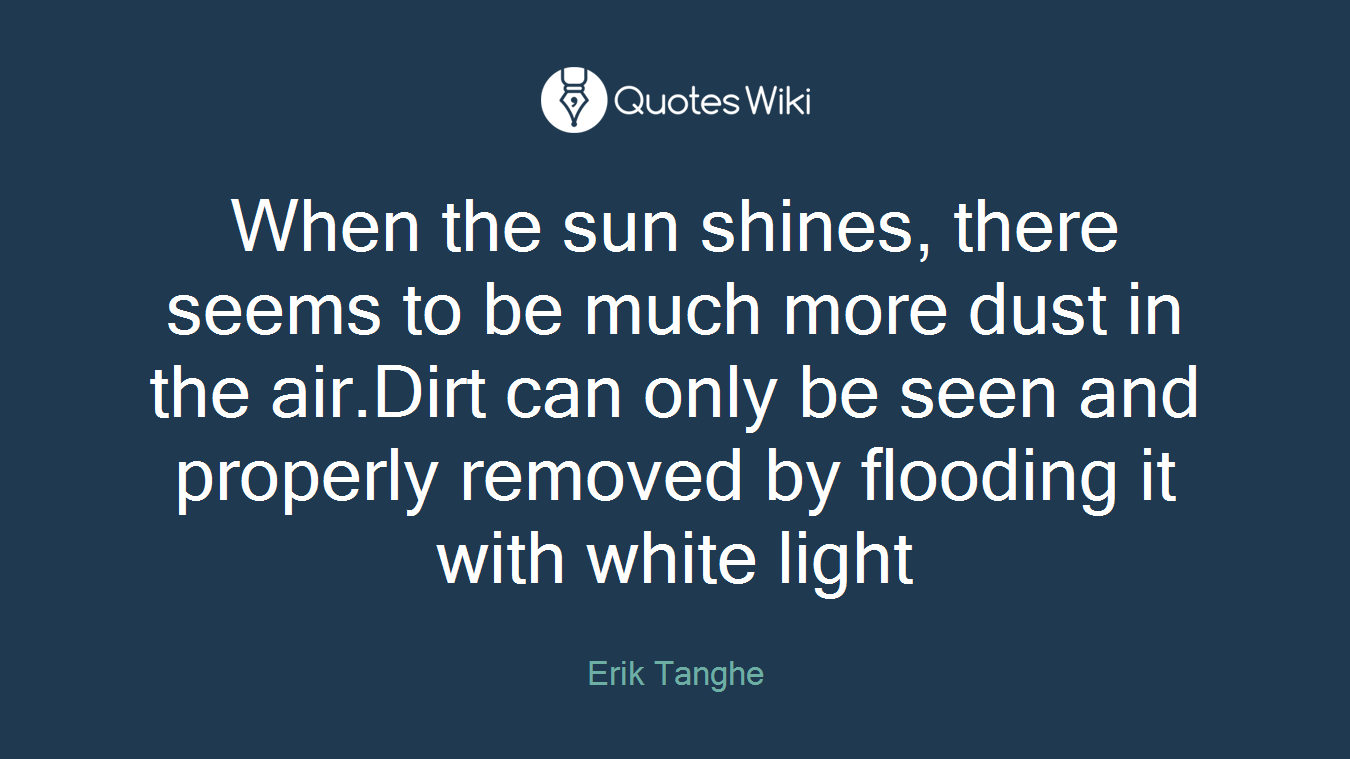 When the sun shines, there seems to be much more dust in the air.Dirt can only be seen and properly removed by flooding it with white light