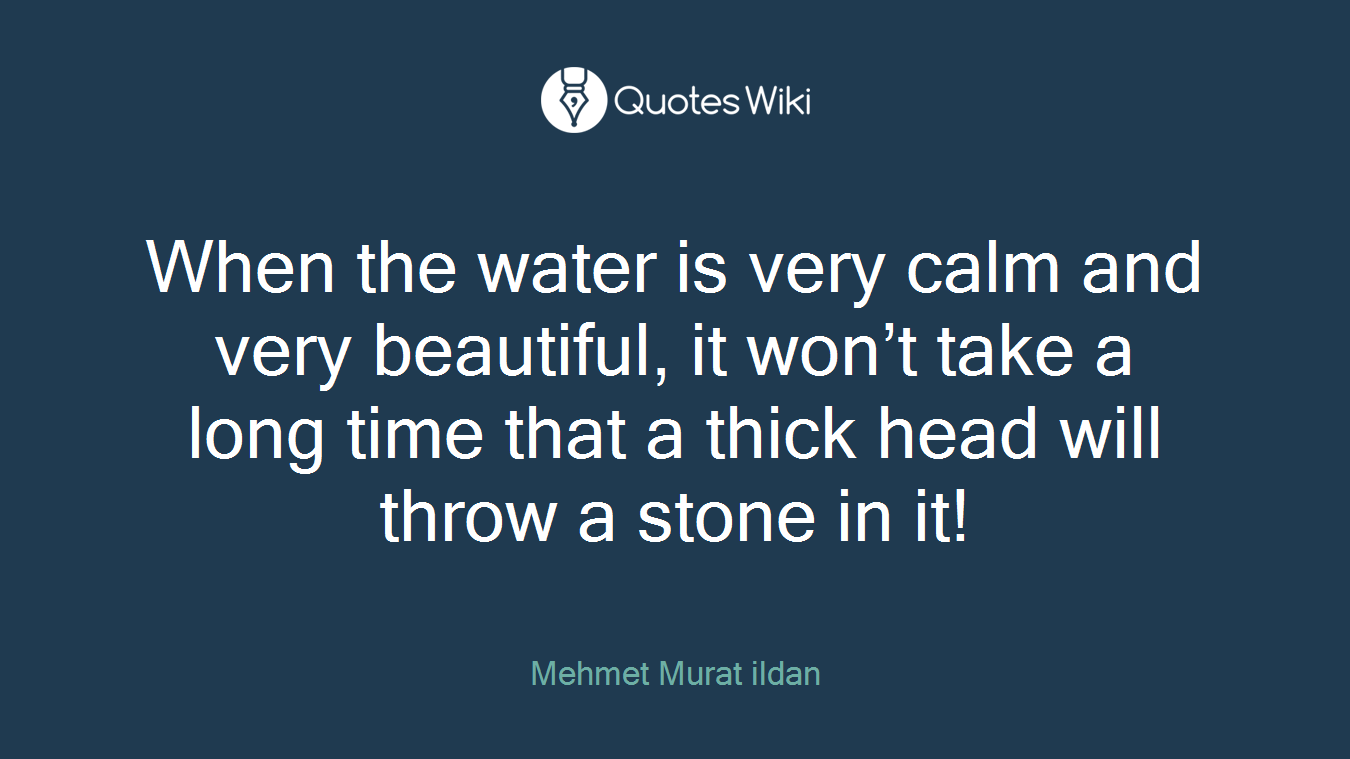 When the water is very calm and very beautiful, it won’t take a long time that a thick head will throw a stone in it!