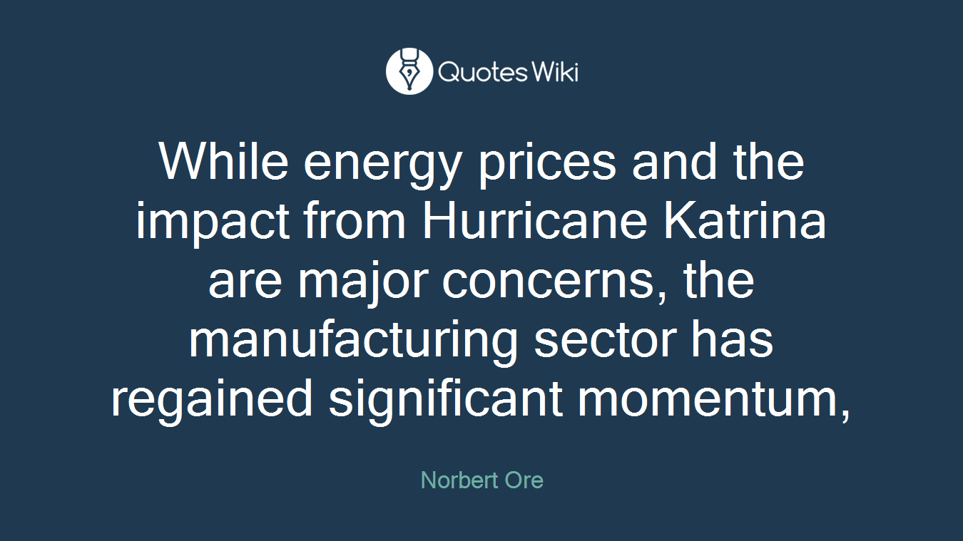 While energy prices and the impact from Hurricane Katrina are major concerns, the manufacturing sector has regained significant momentum,