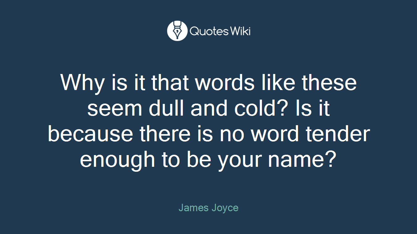 Why is it that words like these seem dull and cold? Is it because there is no word tender enough to be your name?