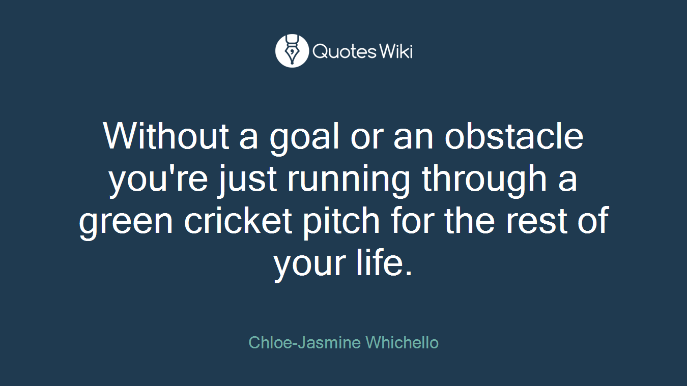 Without a goal or an obstacle you're just running through a green cricket pitch for the rest of your life.