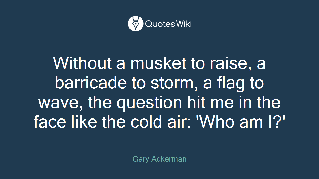 Without a musket to raise, a barricade to storm, a flag to wave, the question hit me in the face like the cold air: 'Who am I?'