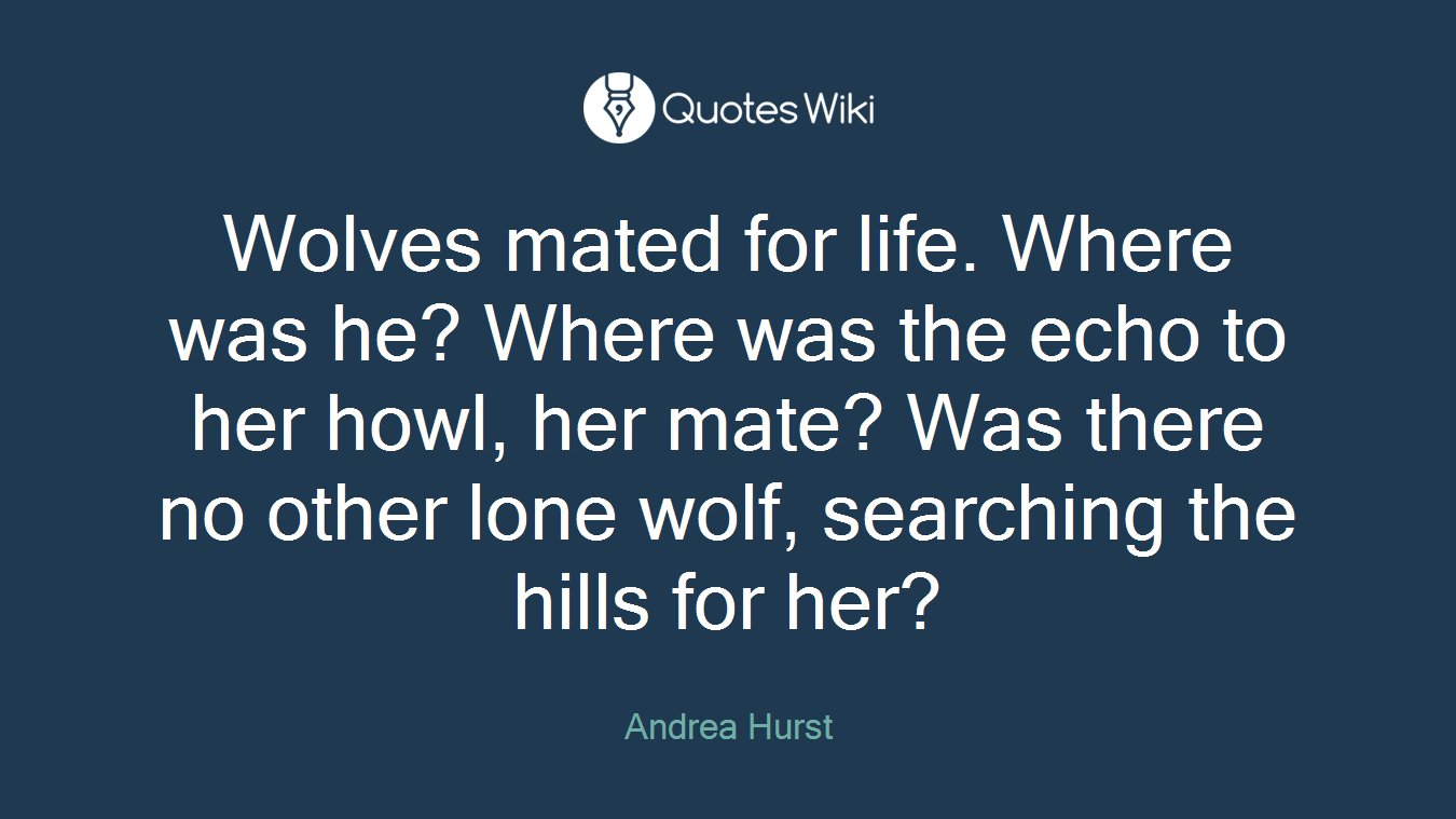 Wolves mated for life. Where was he? Where was the echo to her howl, her mate? Was there no other lone wolf, searching the hills for her?