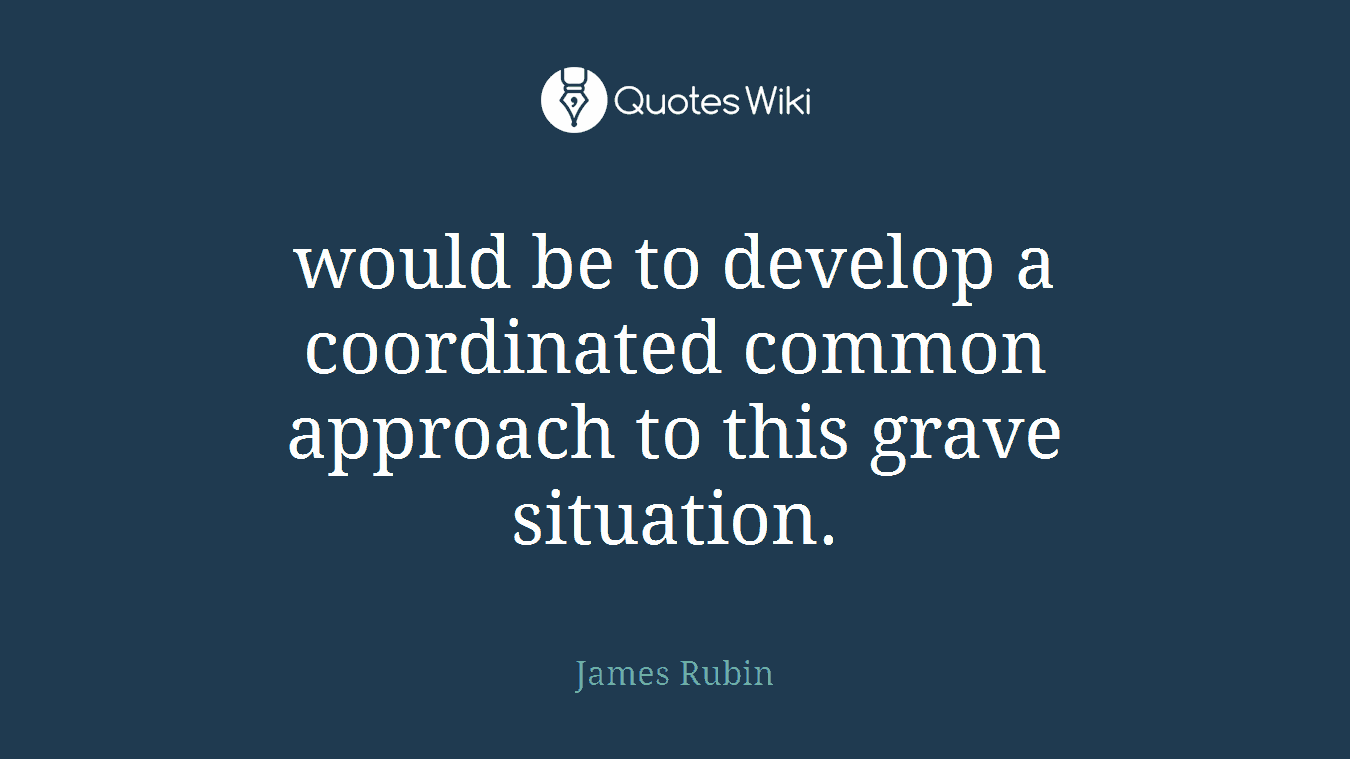 would be to develop a coordinated common approach to this grave situation.