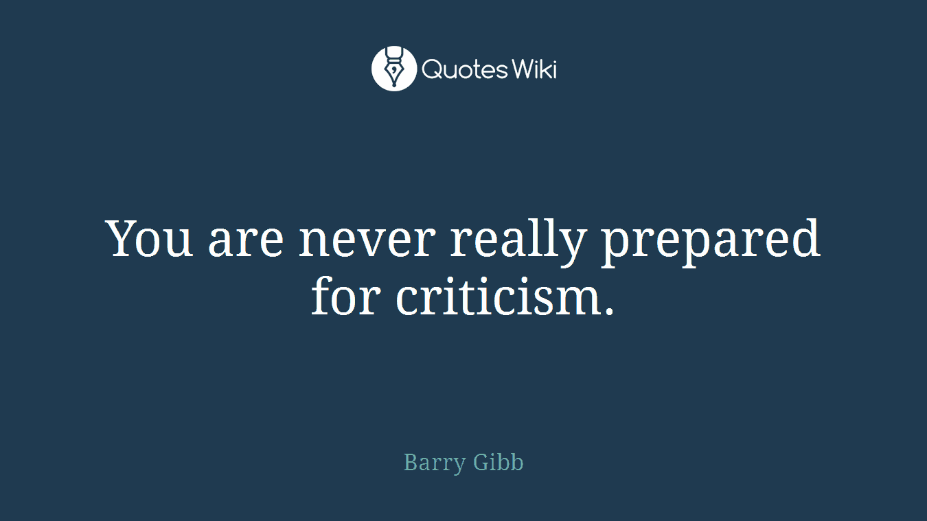 You are never really prepared for criticism.