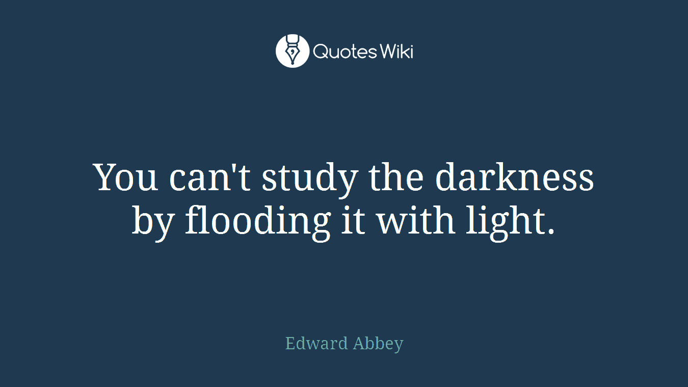 You can't study the darkness by flooding it with light.
