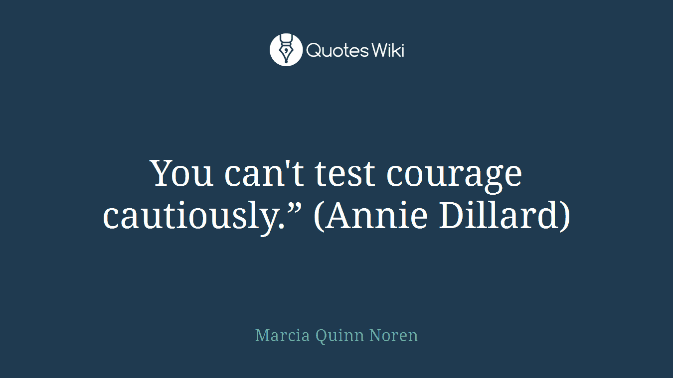 You can't test courage cautiously.” (Annie Dillard)