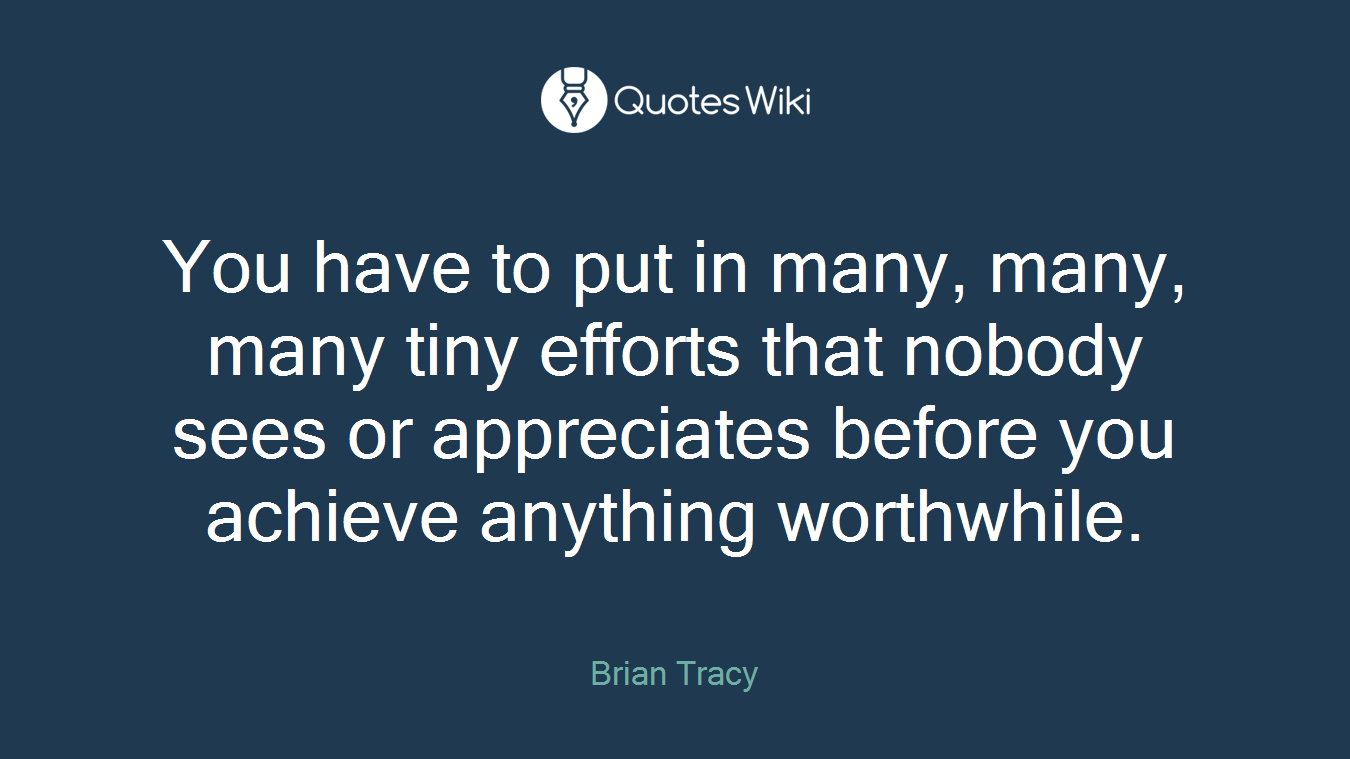 You have to put in many, many, many tiny efforts that nobody sees or appreciates before you achieve anything worthwhile.