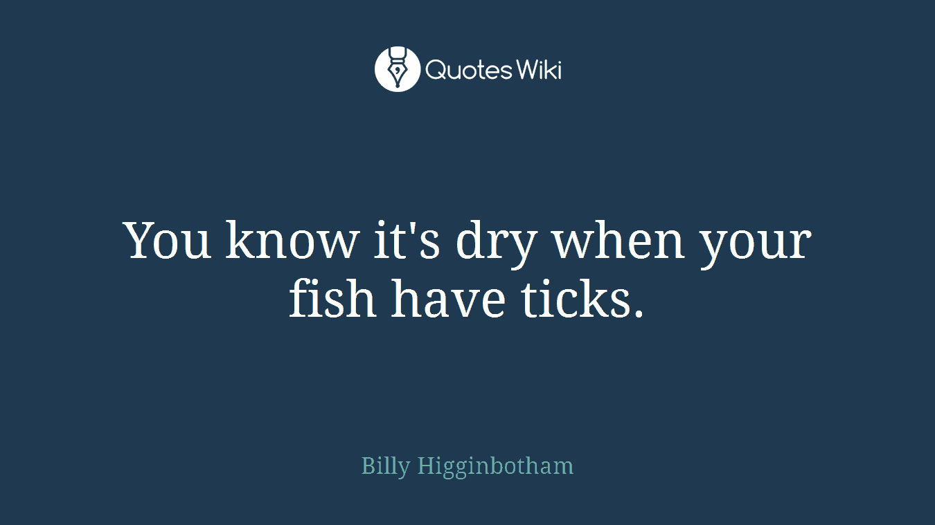 You know it's dry when your fish have ticks.