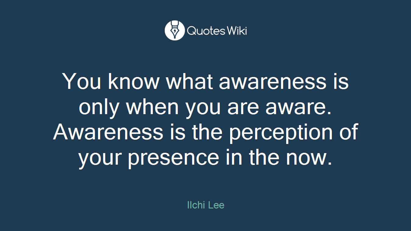 You know what awareness is only when you are aware. Awareness is the perception of your presence in the now.