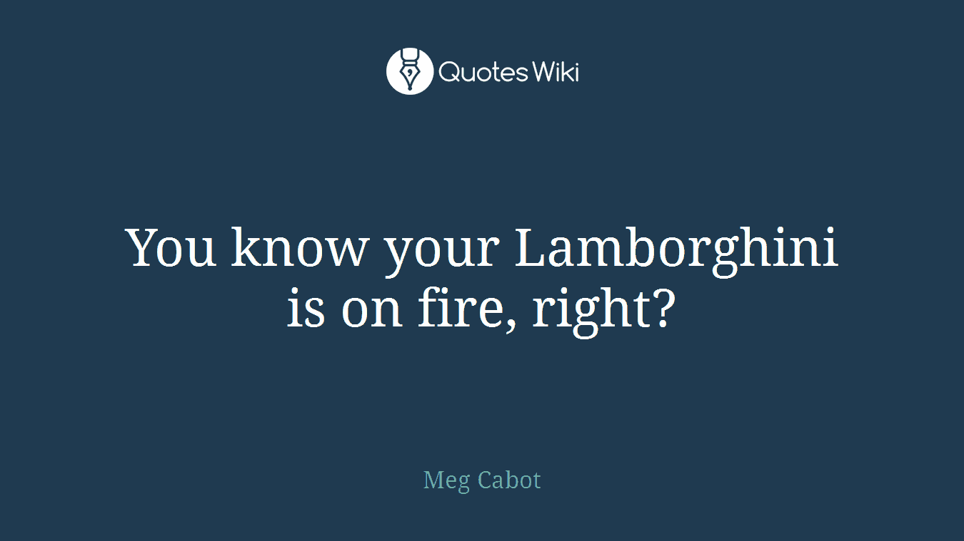 You know your Lamborghini is on fire, right?