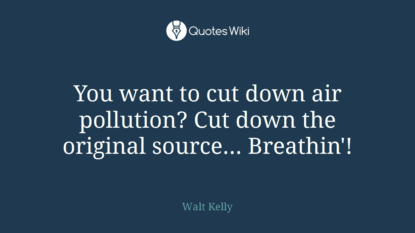You want to cut down air pollution? Cut down the original source... Breathin'!