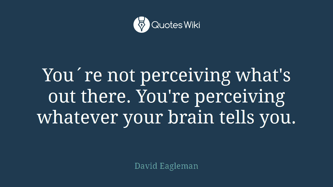 You´re not perceiving what's out there. You're perceiving whatever your brain tells you.