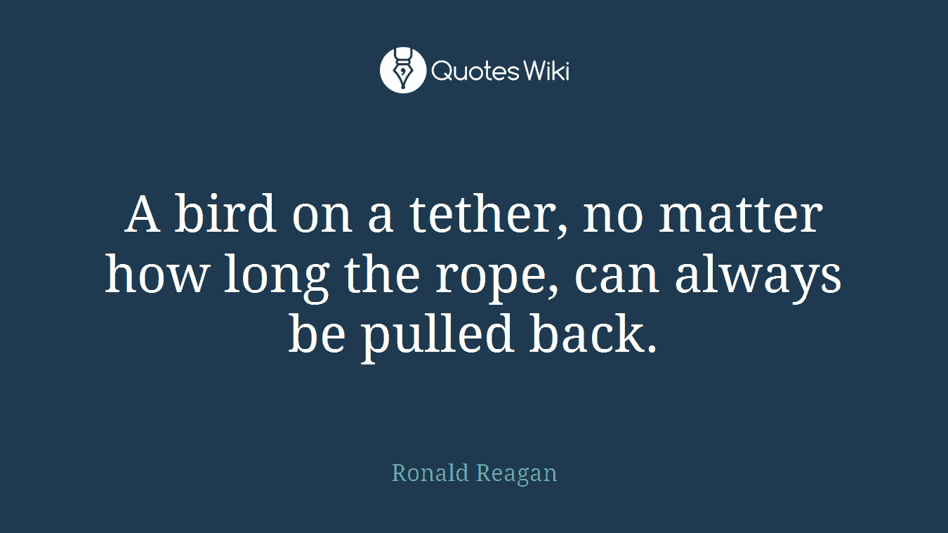 A bird on a tether, no matter how long the rope, can always be pulled back.