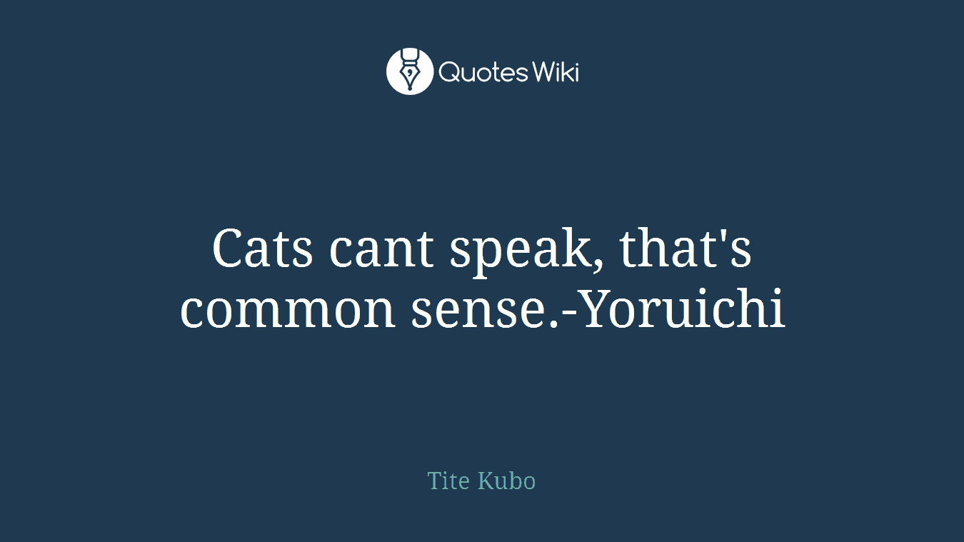 Cats cant speak, that's common sense.-Yoruichi