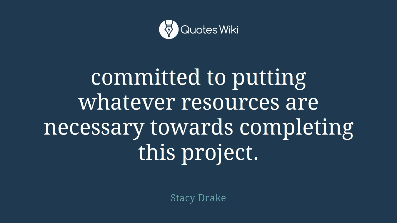 committed to putting whatever resources are necessary towards completing this project.