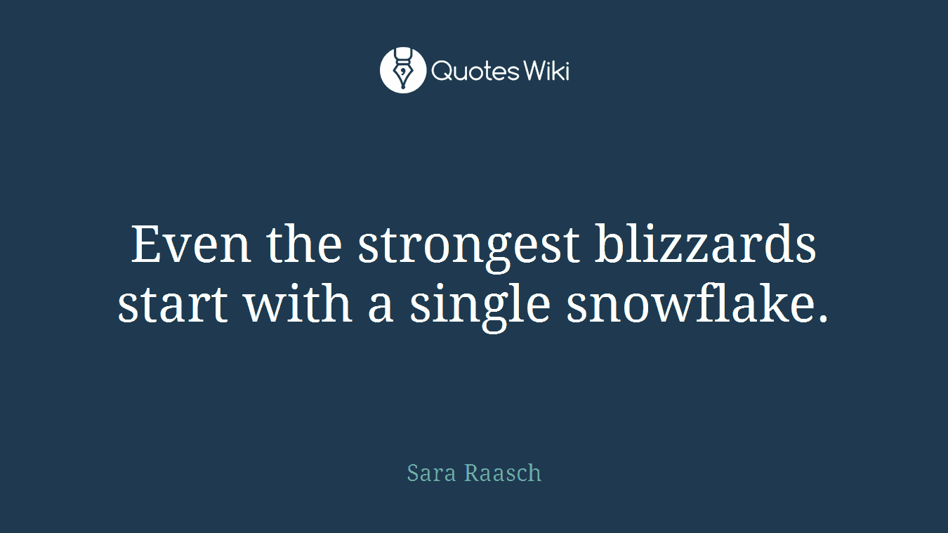 Even the strongest blizzards start with a single snowflake.
