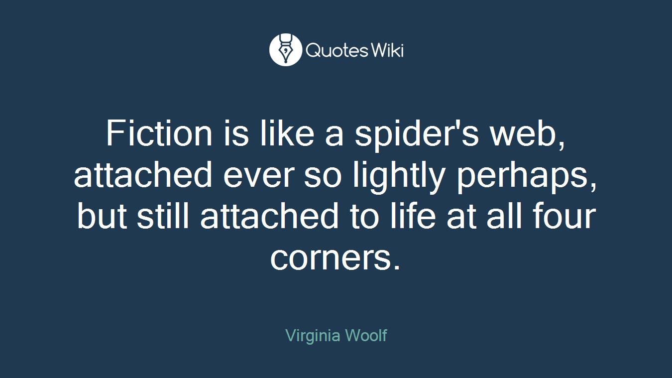 Fiction is like a spider's web, attached ever so lightly perhaps, but still attached to life at all four corners.
