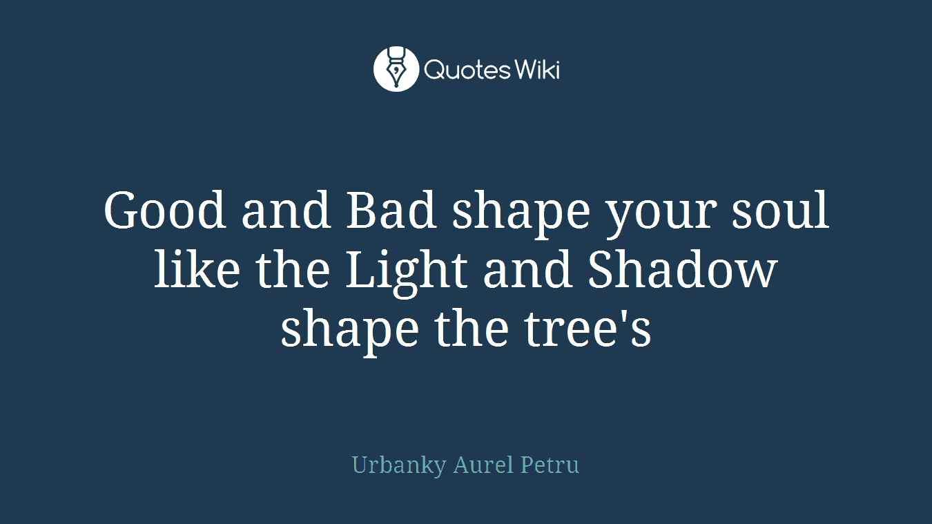 Good and Bad shape your soul like the Light and Shadow shape the tree's