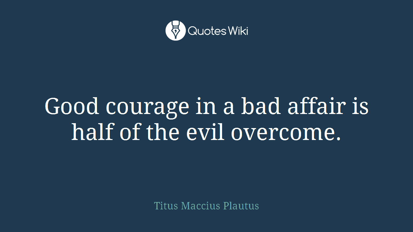 Good courage in a bad affair is half of the evil overcome.