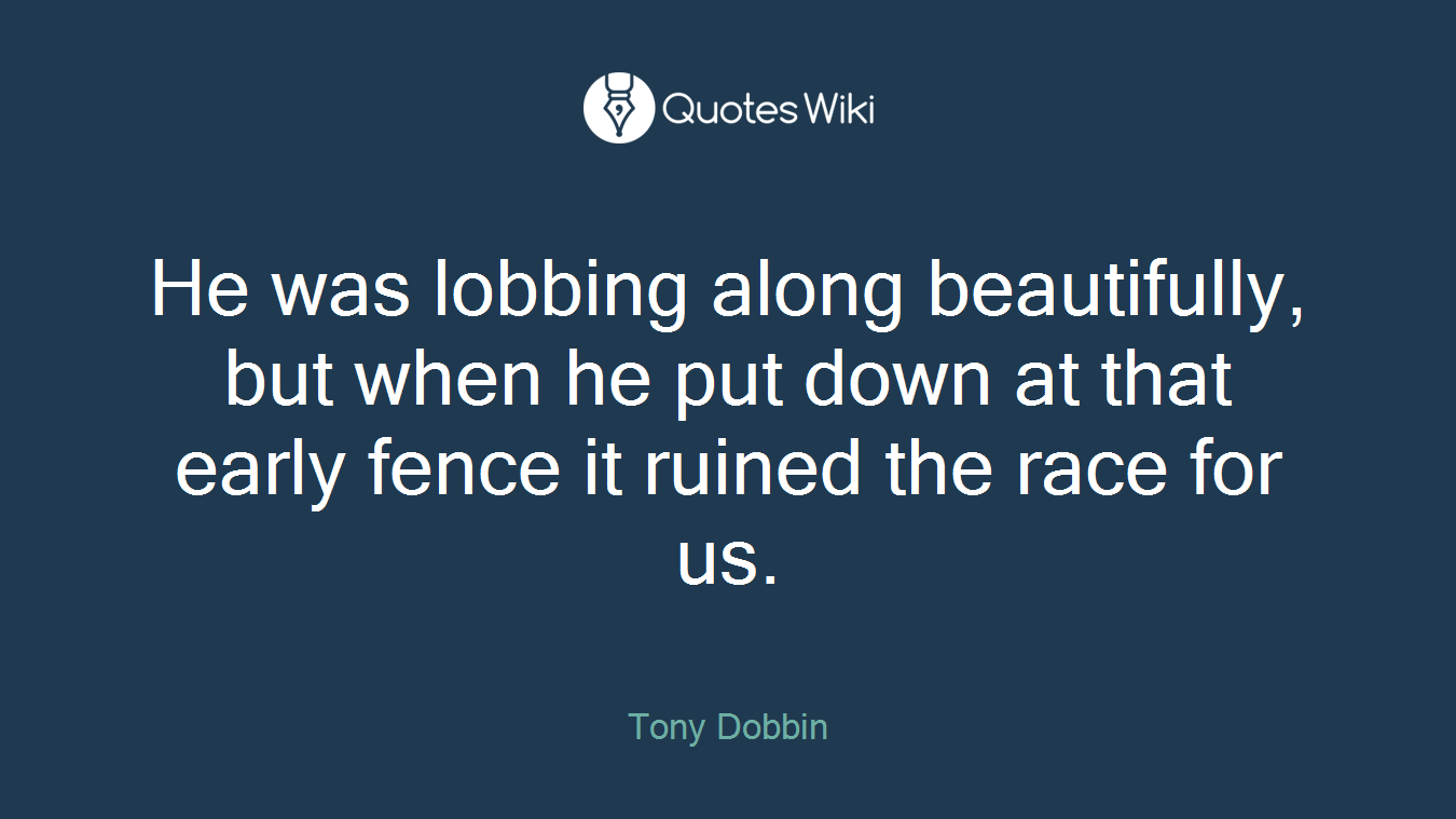 He was lobbing along beautifully, but when he put down at that early fence it ruined the race for us.