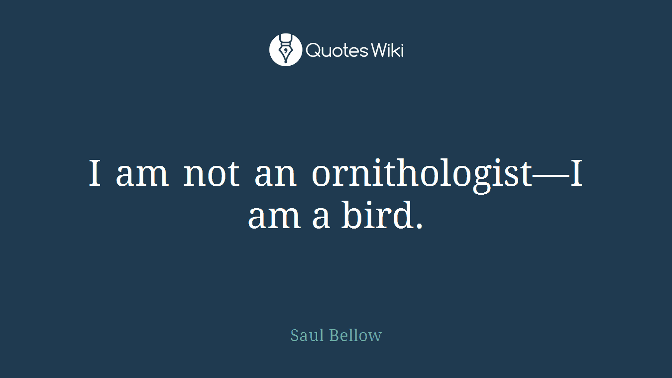 I am not an ornithologist—I am a bird.