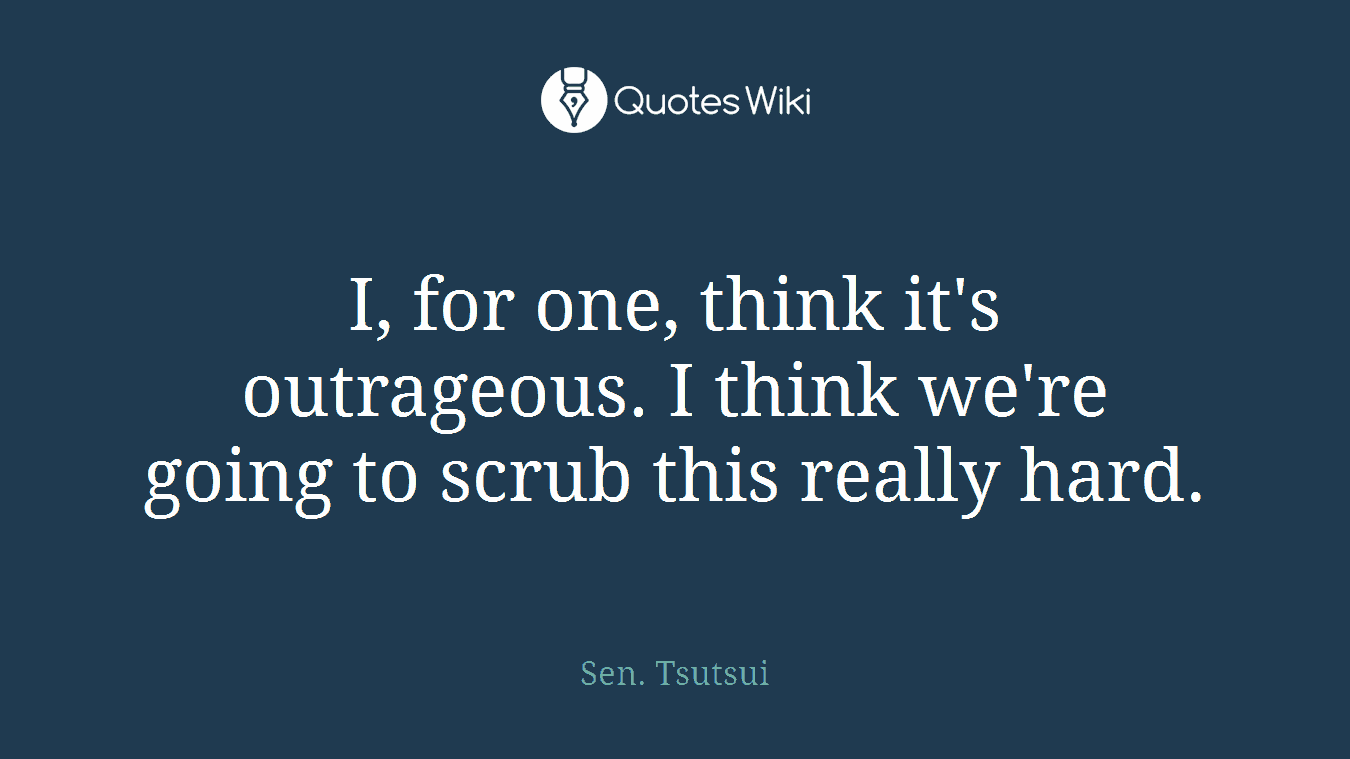 I, for one, think it's outrageous. I think we're going to scrub this really hard.