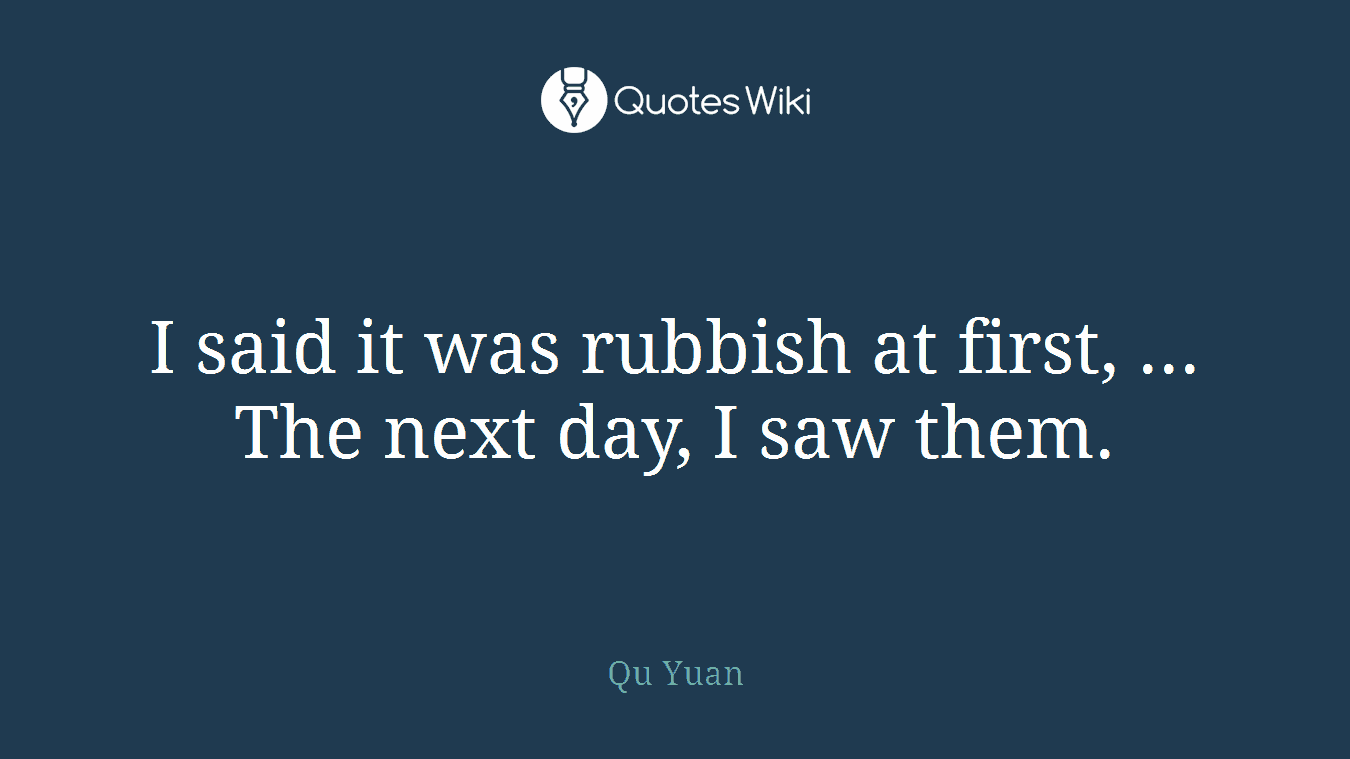 I said it was rubbish at first, ... The next day, I saw them.